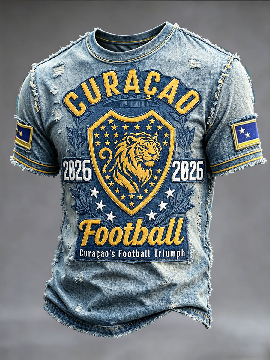 Curaçao heren 2026 denim-print casual T-shirt