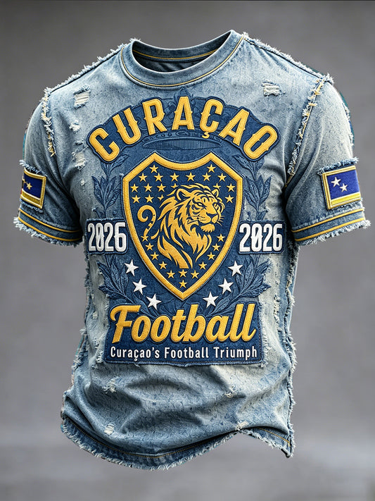 Curaçao heren 2026 denim-print casual T-shirt