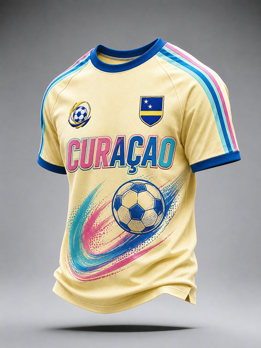 Football-thema voor heren, casual Raglan-mouw T-shirt met korte mouwen