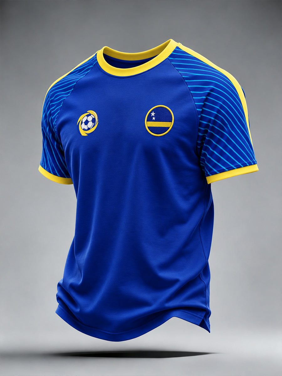 Football-thema voor heren, casual Raglan-mouw T-shirt met korte mouwen