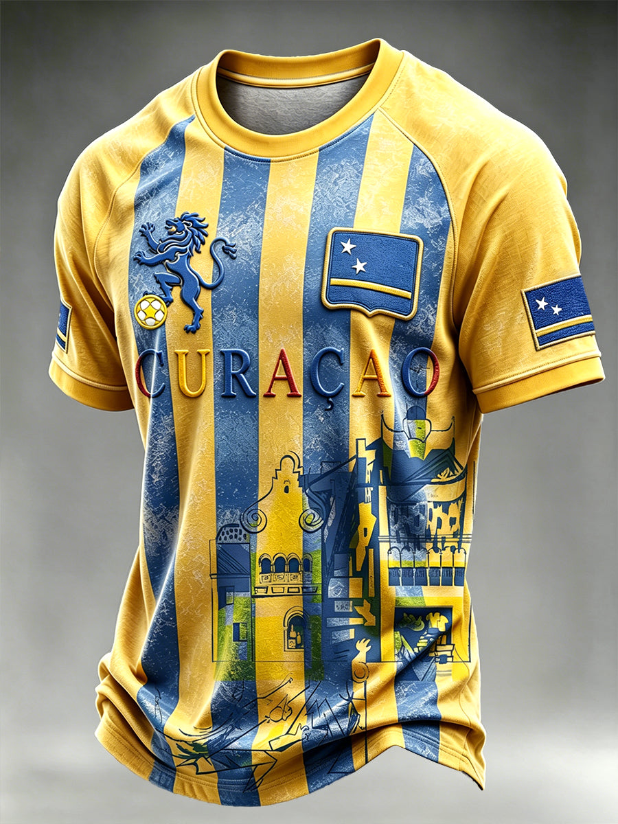 Curaçao voetbal streep print casual drop-shoulder t-shirt