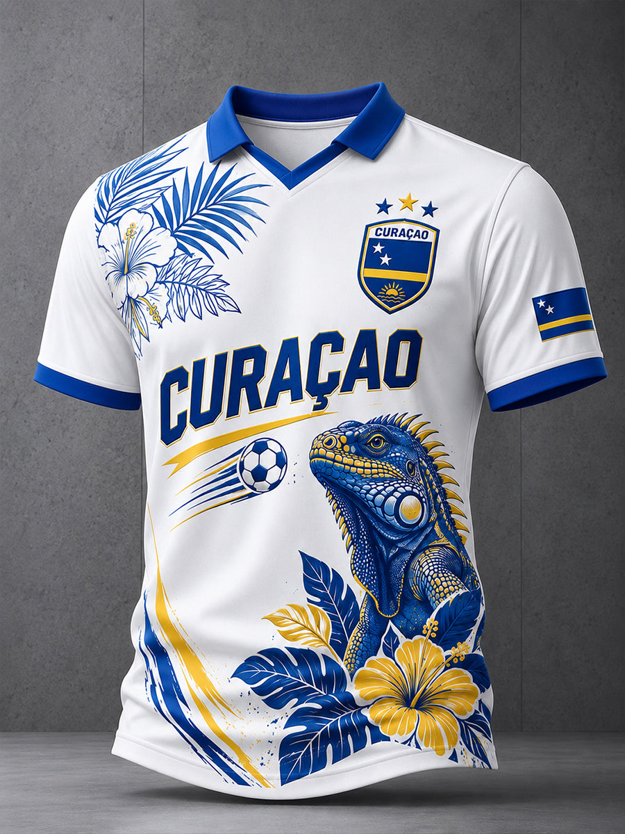 Herenpoloshirt met korte mouwen en Island Football Print