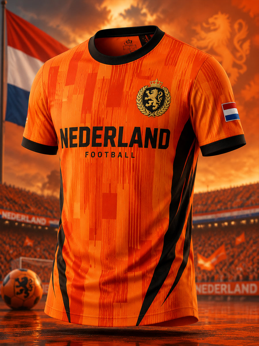 Heren-T-shirt met korte mouwen en voetballeeuwenprint