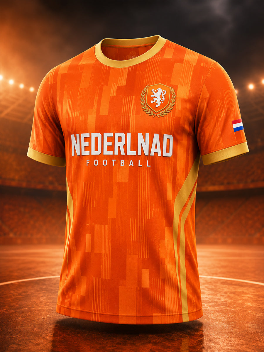 Heren-T-shirt met korte mouwen en voetbalprint
