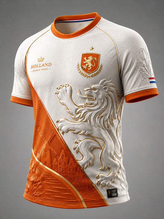 Retro 2026 Nederlandse voetballions casual T-shirt