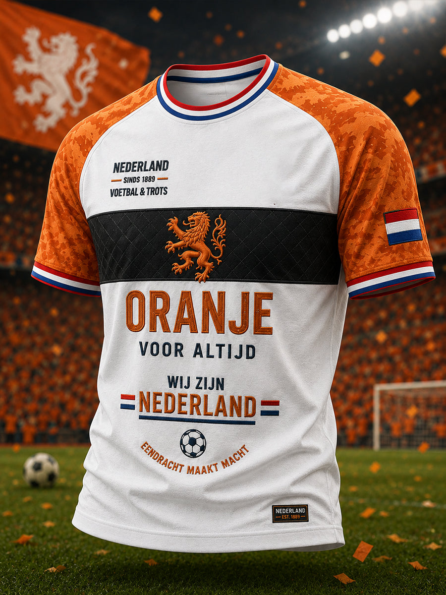 Heren T-shirt met voetbalprint, raglanmouwen en korte mouwen
