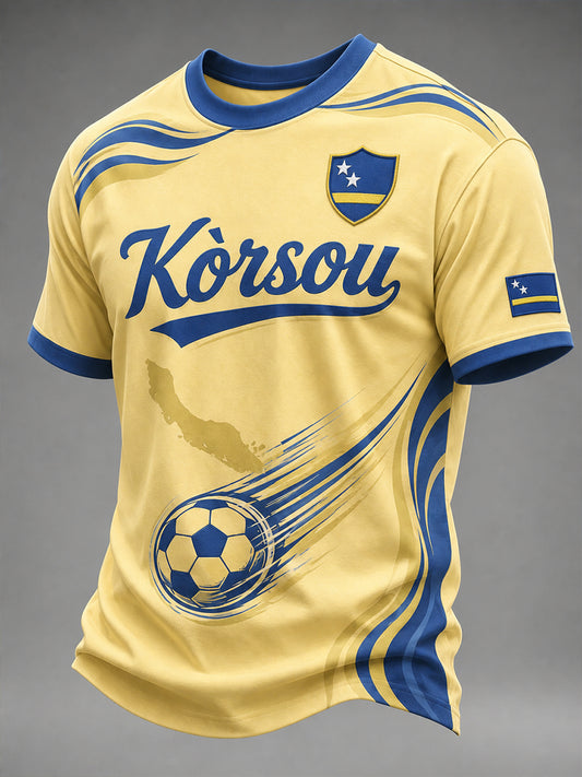 Heren T-shirt met korte mouwen en print in vakantiestijl voor voetbal op het eiland
