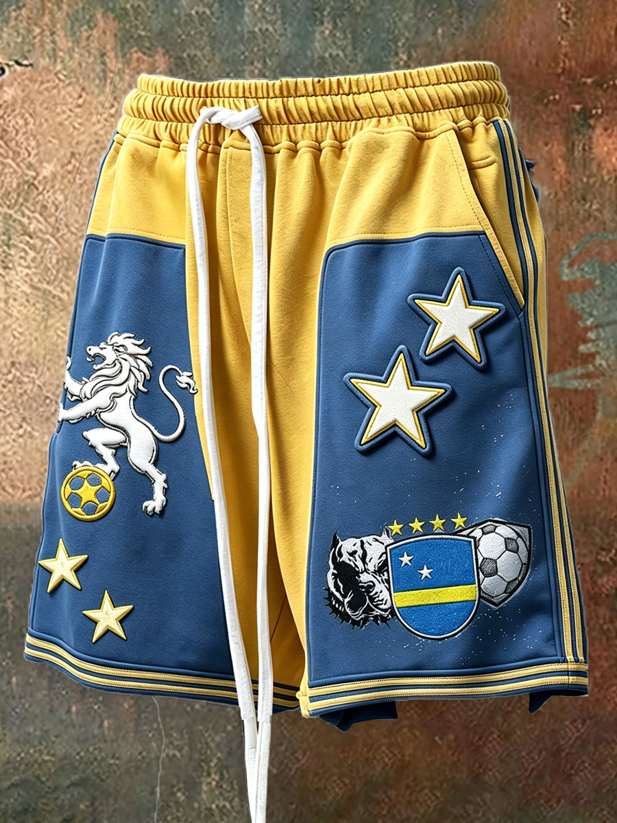 Curaçao voetbal patchwork print casual broek met trekkoord