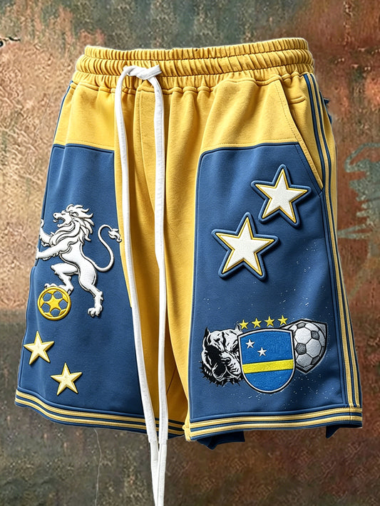 Curaçao voetbal patchwork print casual broek met trekkoord