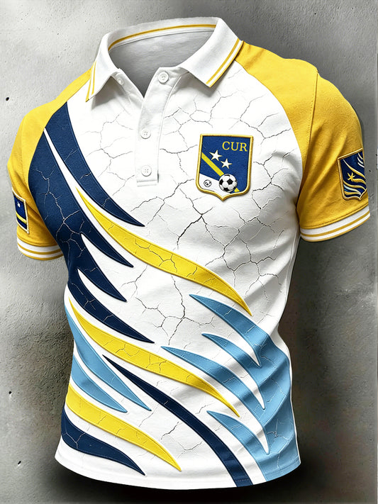 Curaçaose heren vlag voetbalprint casual poloshirt