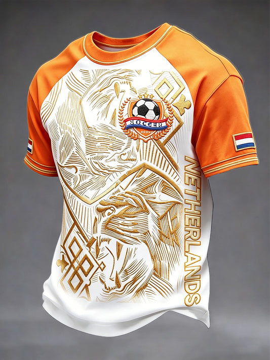 Nederland Voetbalprint Casual T-shirt voor heren