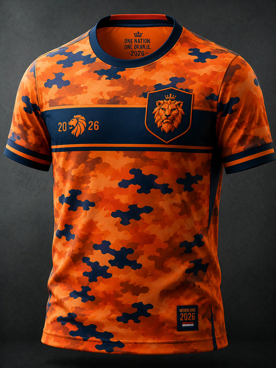 Retro Nederlandse voetbal camouflage casual T-shirt