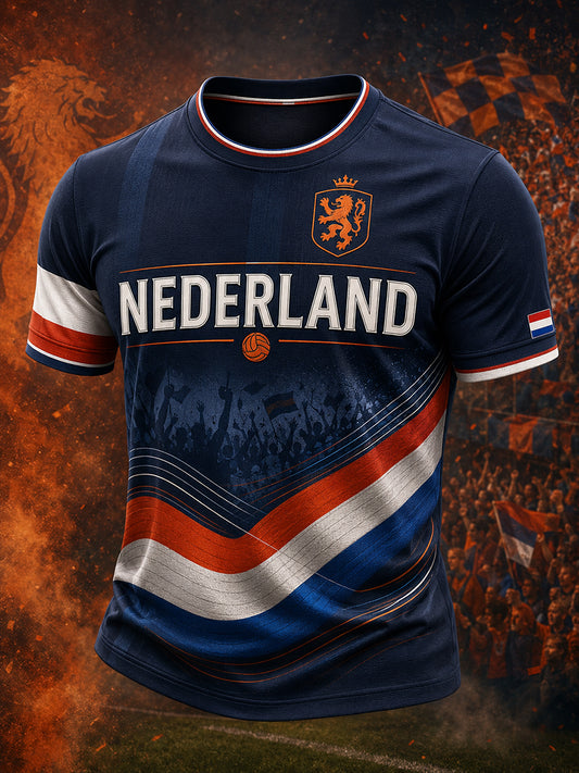 Heren-T-shirt met korte mouwen en voetballeeuwenprint
