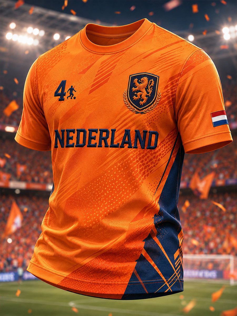 T-shirt met korte mouwen en voetbalprint voor heren