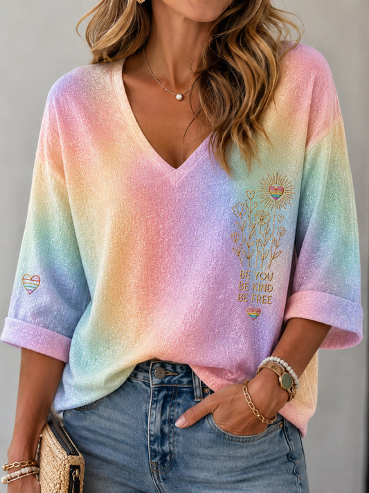 Dames Retro Nederlands Pride Festival Kleurrijke Art V-hals Top