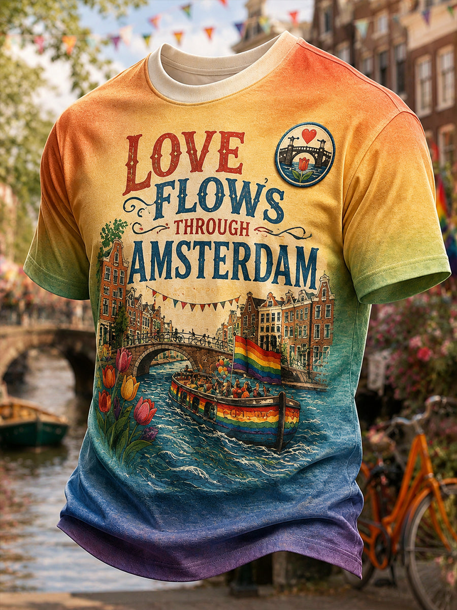 LGBT-regenboogprintshirt met korte mouwen voor heren