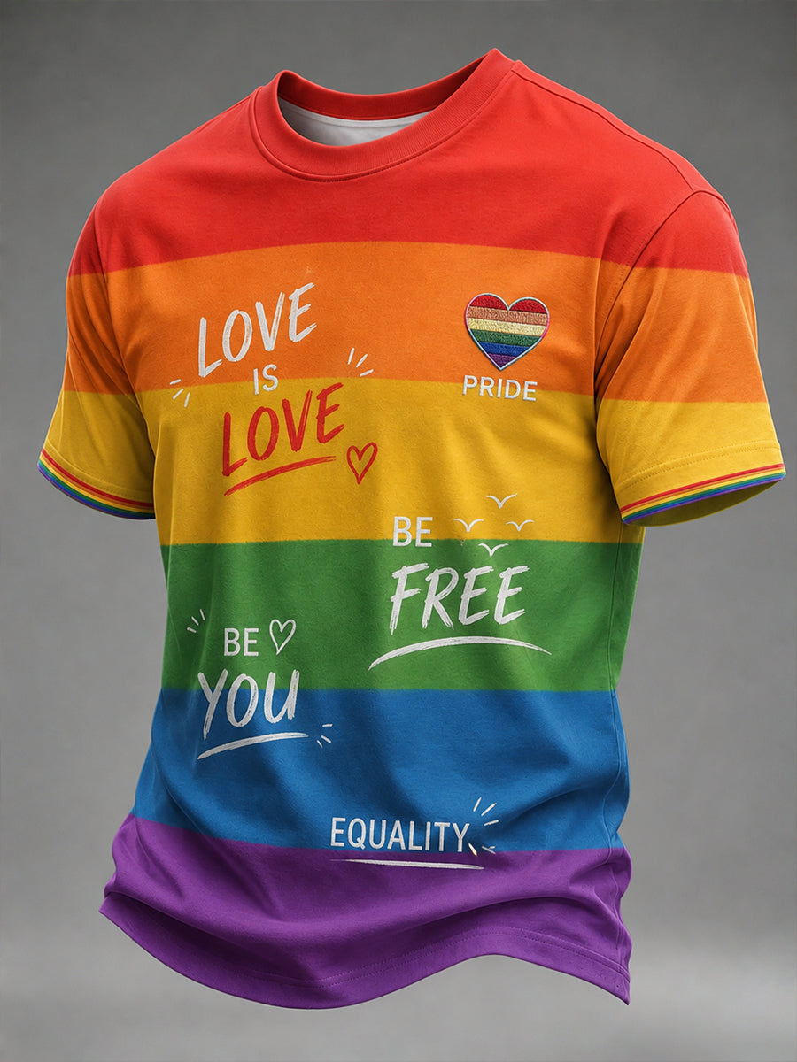 LGBT-regenboogprintshirt met korte mouwen voor heren
