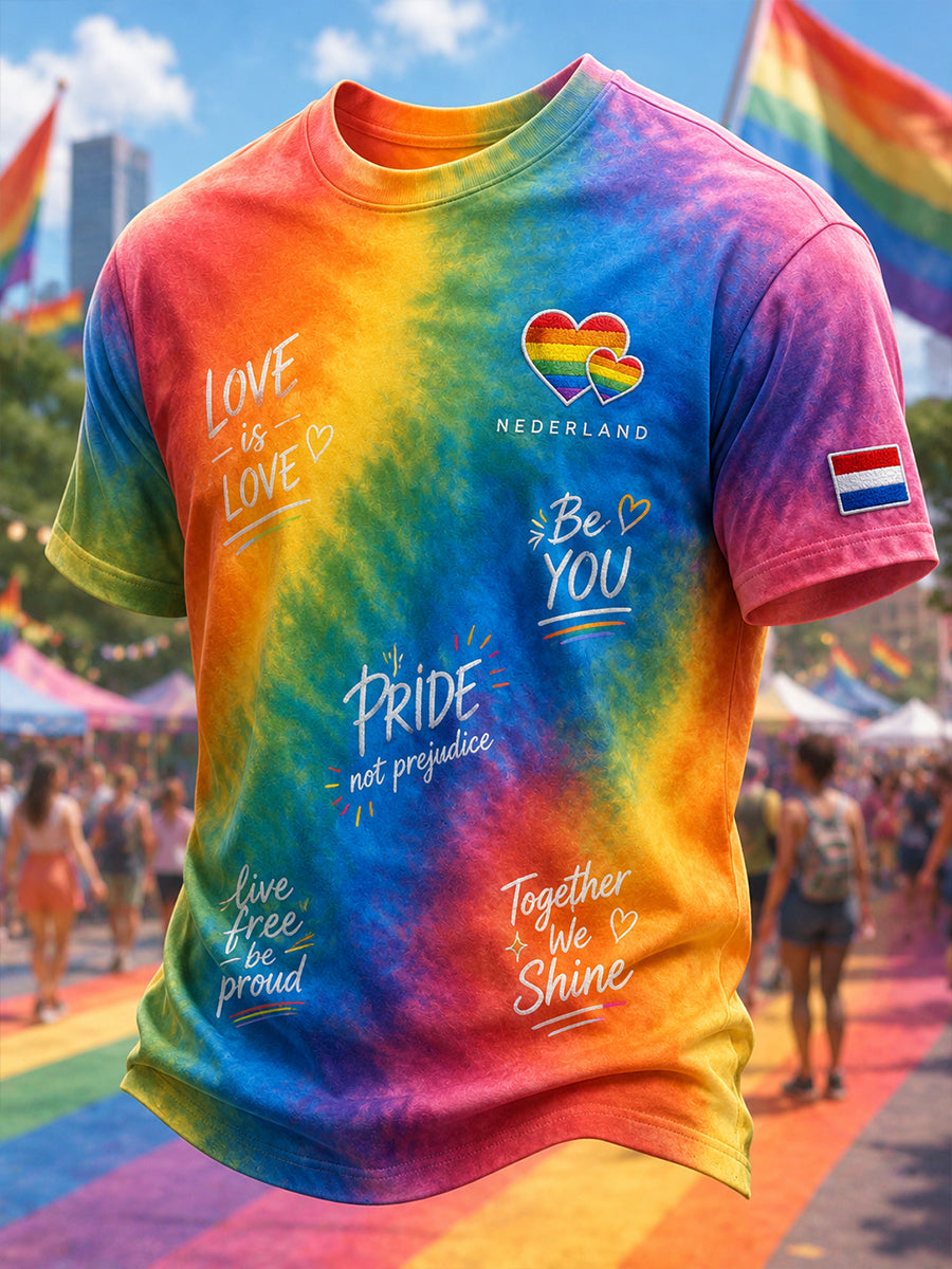 Heren-T-shirt met korte mouwen en print met thema vrijheid voor de LHBT-gemeenschap
