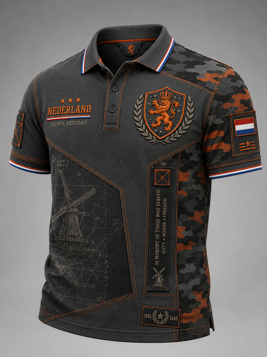 Herenveteraan herdenkingsopdruk poloshirt met korte mouwen