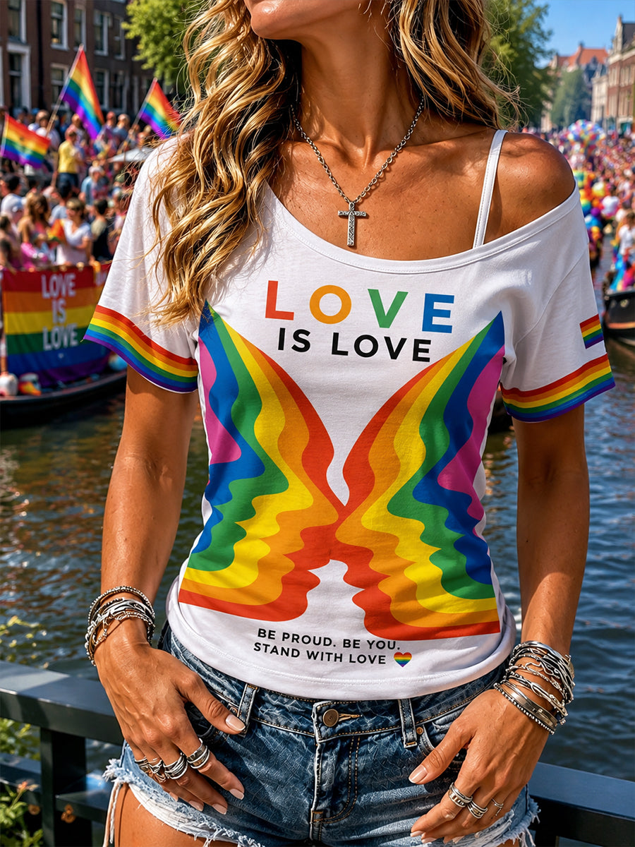 Vrouwenpride-maandprint hemdje met korte mouwen