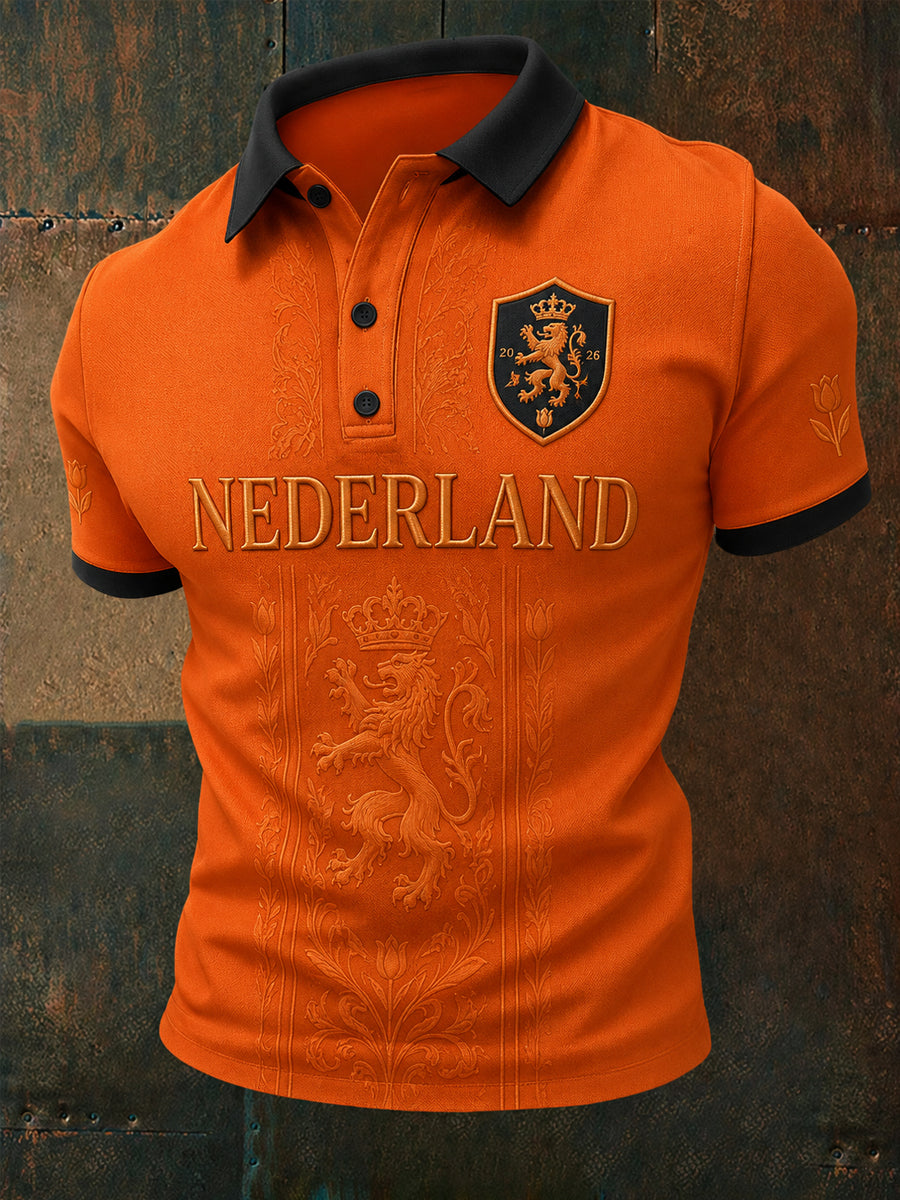 Herenkado voor voetbalfans, bedrukt casual poloshirt