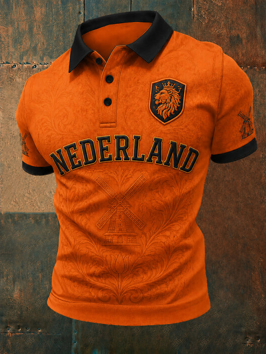 Herenkado voor voetbalfans, bedrukt casual poloshirt