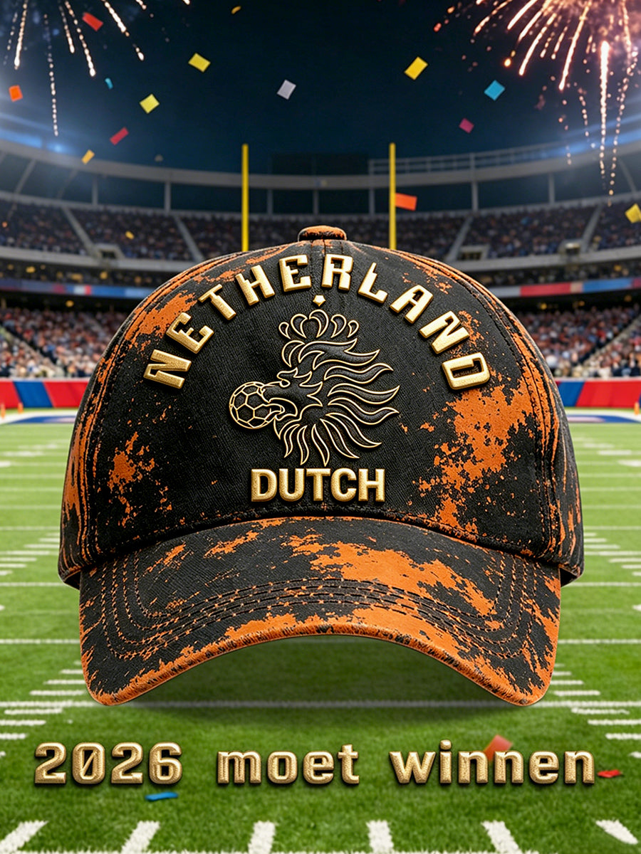 Nederlands voetbal retro print casual hoed