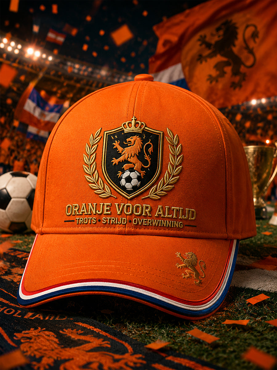 Leeuw en voetbalprint hoed