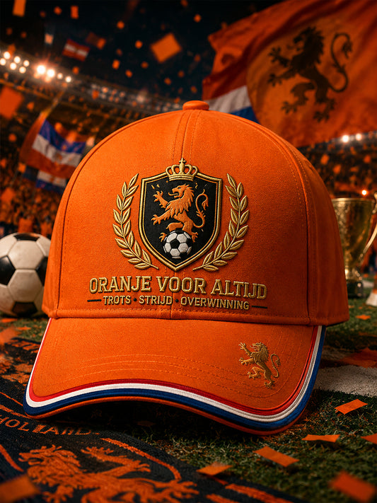 Leeuw en voetbalprint hoed