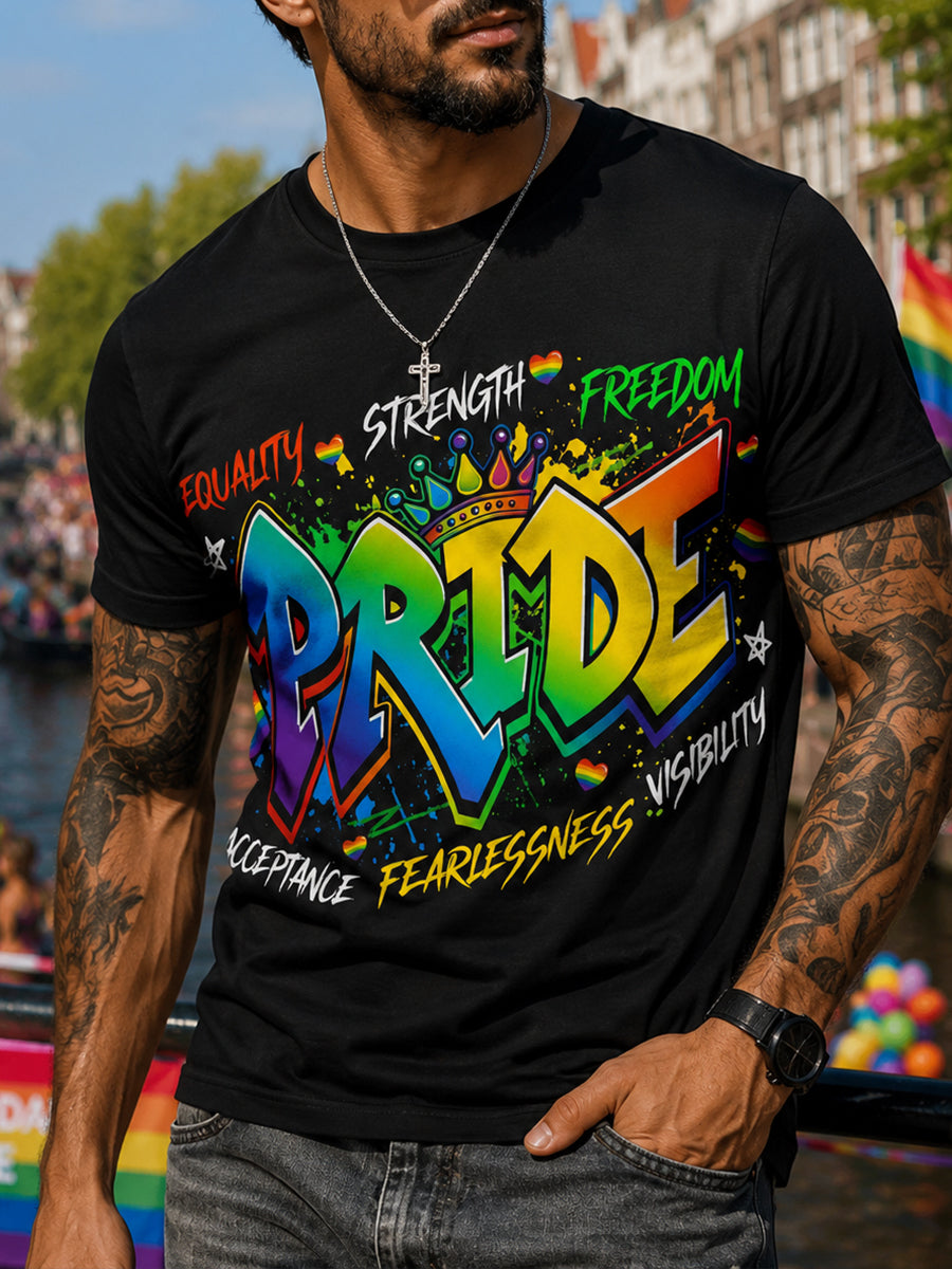 Lgbt Regenboogprint T-shirt met korte mouwen