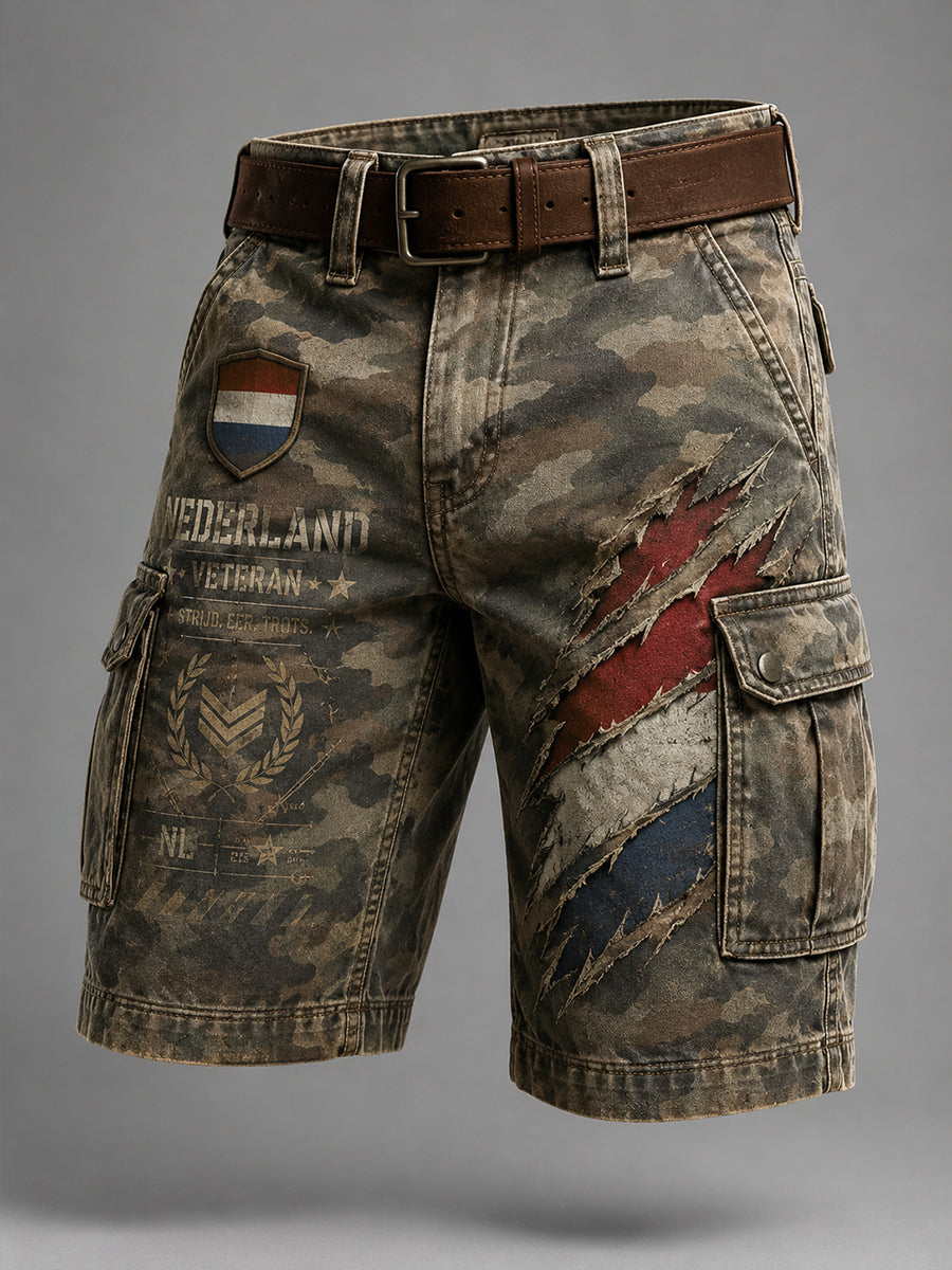 Herenbroek in retro-veteranenstijl met korte broekspijpen en print
