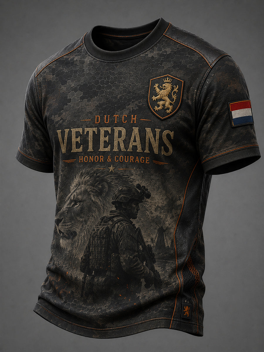 Heren T-shirt met korte mouwen in retrocamouflageprint voor veteranen