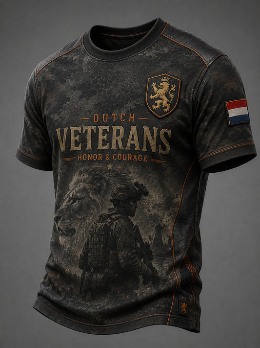Heren T-shirt met korte mouwen in retrocamouflageprint voor veteranen