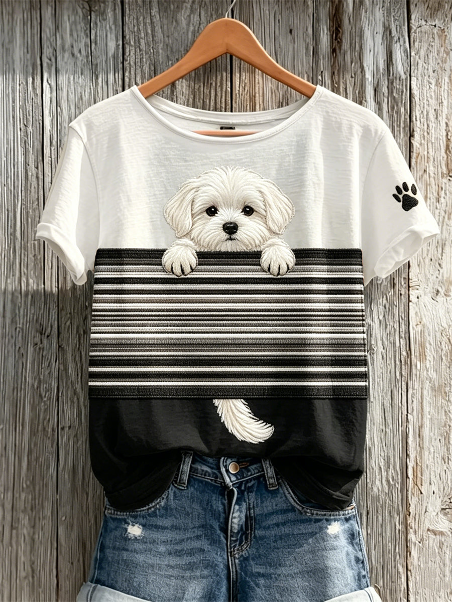 Kleurblok-T-shirt met korte mouwen voor dames
