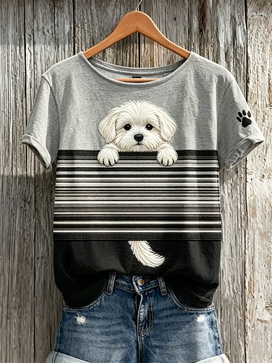 Kleurblok-T-shirt met korte mouwen voor dames