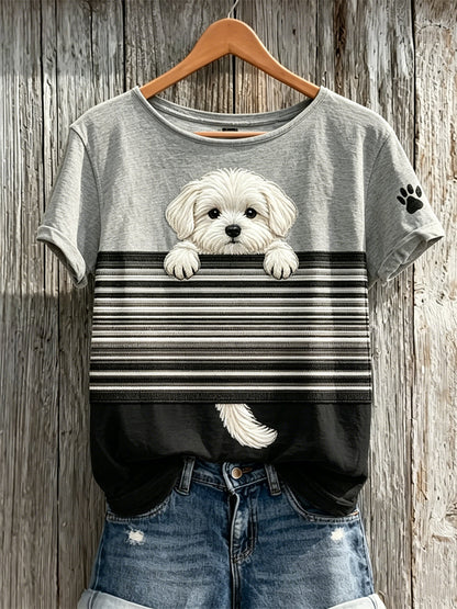Kleurblok-T-shirt met korte mouwen voor dames
