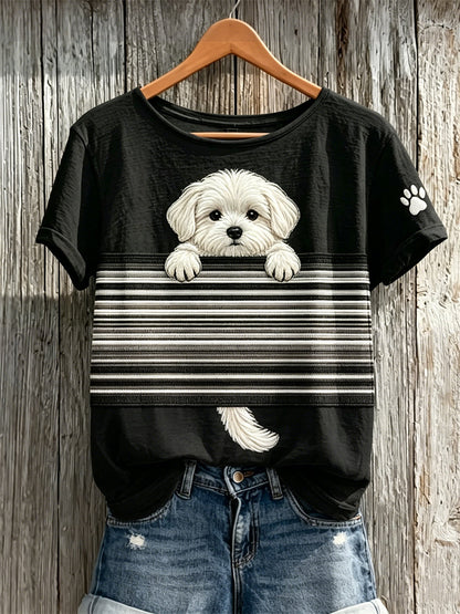 Kleurblok-T-shirt met korte mouwen voor dames
