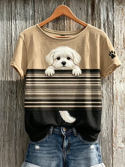 Kleurblok-T-shirt met korte mouwen voor dames