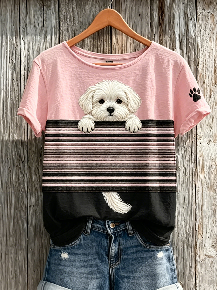 Kleurblok-T-shirt met korte mouwen voor dames