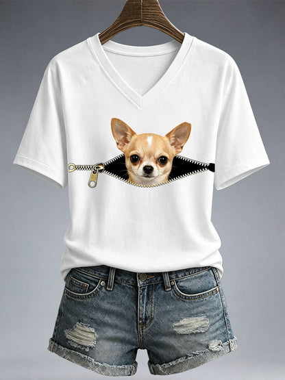 Dames grappig chihuahua print T-shirt