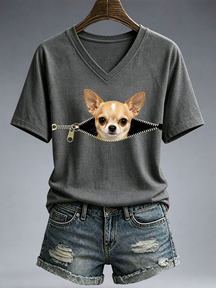 Dames grappig chihuahua print T-shirt