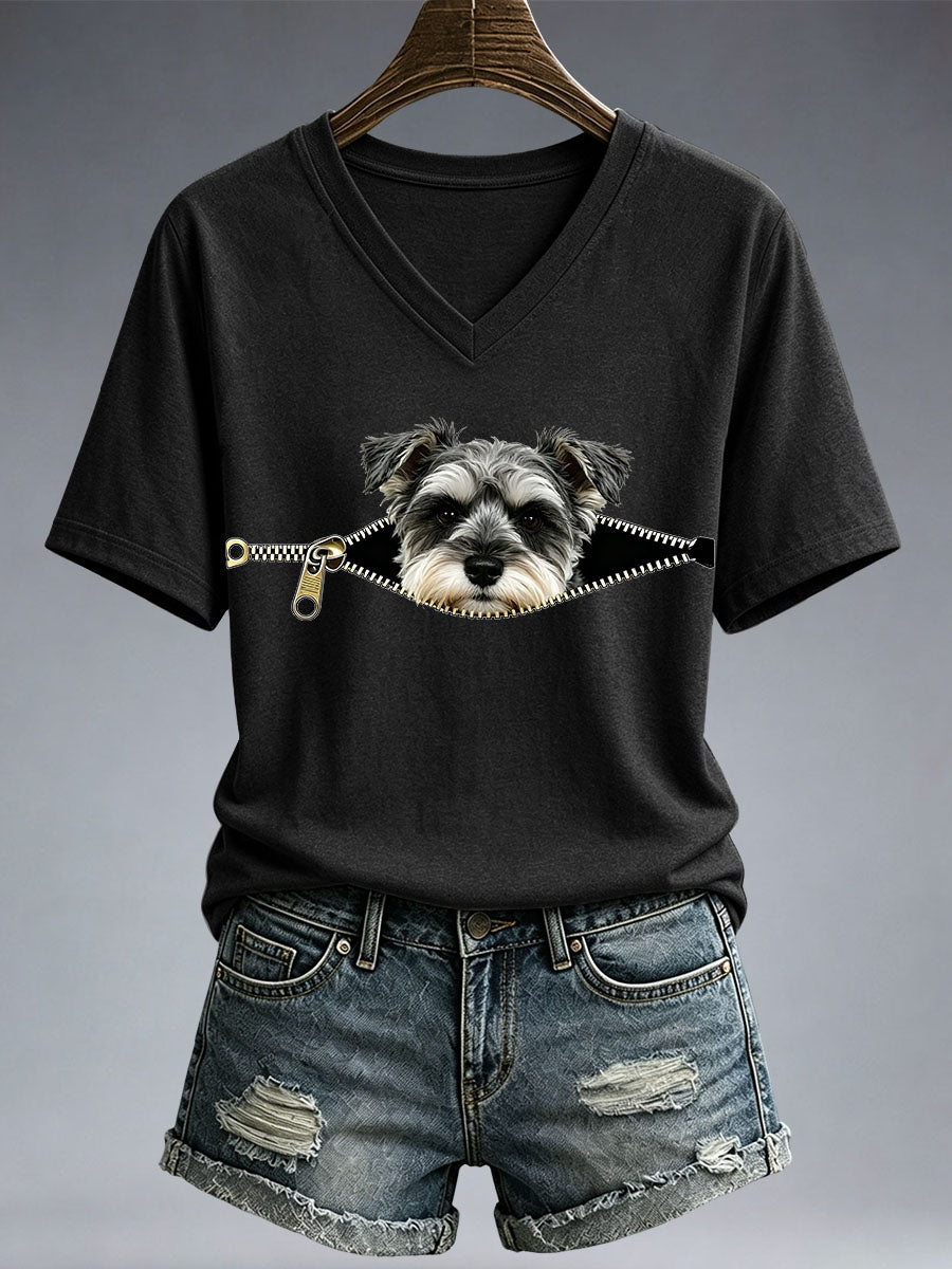 Funny Schnauzer print T-shirt voor dames