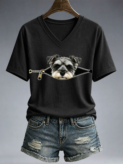 Funny Schnauzer print T-shirt voor dames