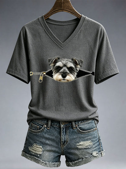Funny Schnauzer print T-shirt voor dames