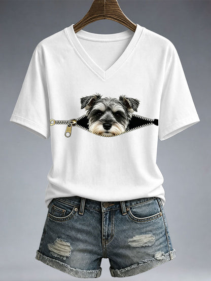 Funny Schnauzer print T-shirt voor dames