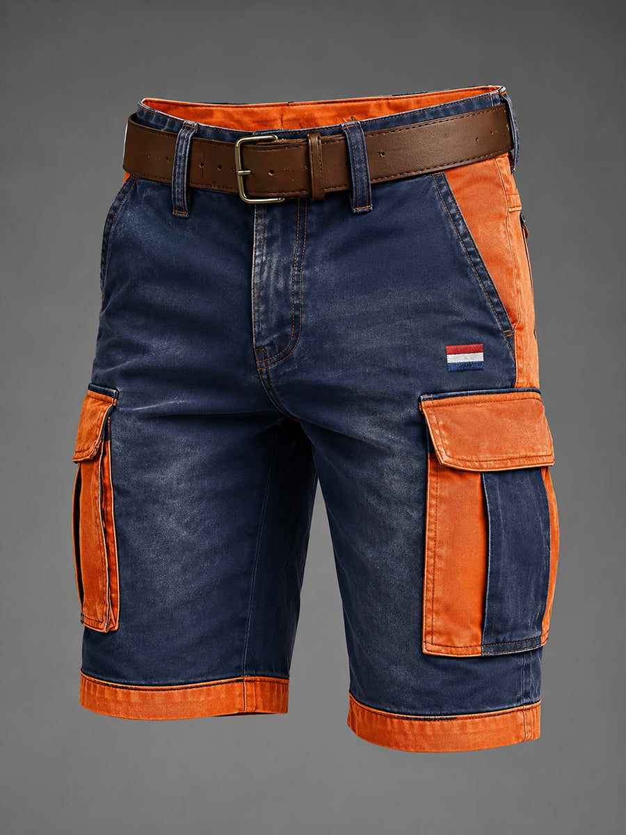 Herenbroek met retro kleurblokken en korte broekspijpen