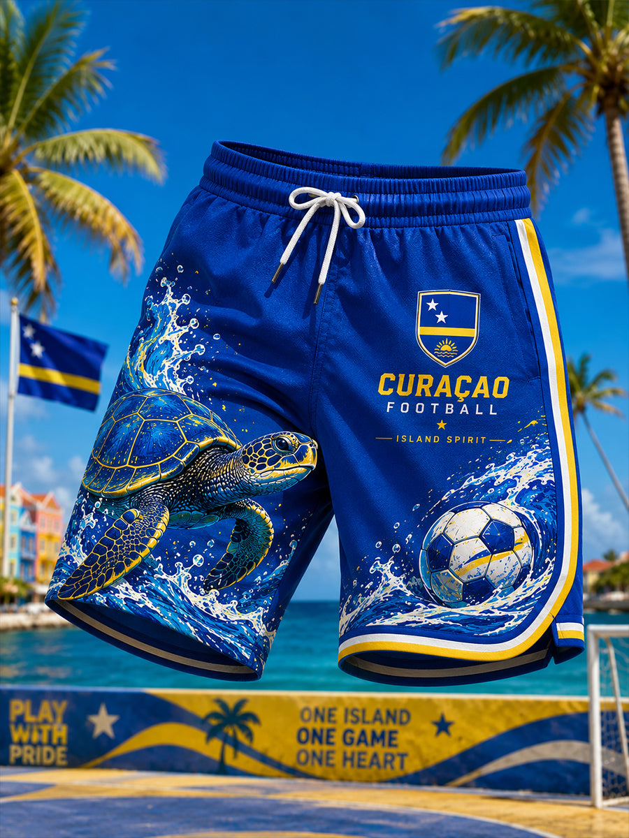Herenshorts met eilandvoetbalprint