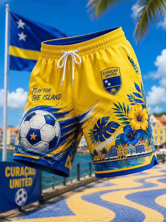 Herenshorts met eilandvoetbalprint