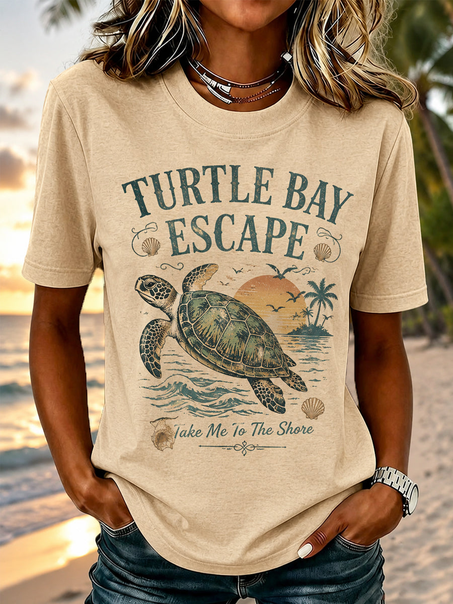 Casual T-shirt voor dames met zeeschildpadprint