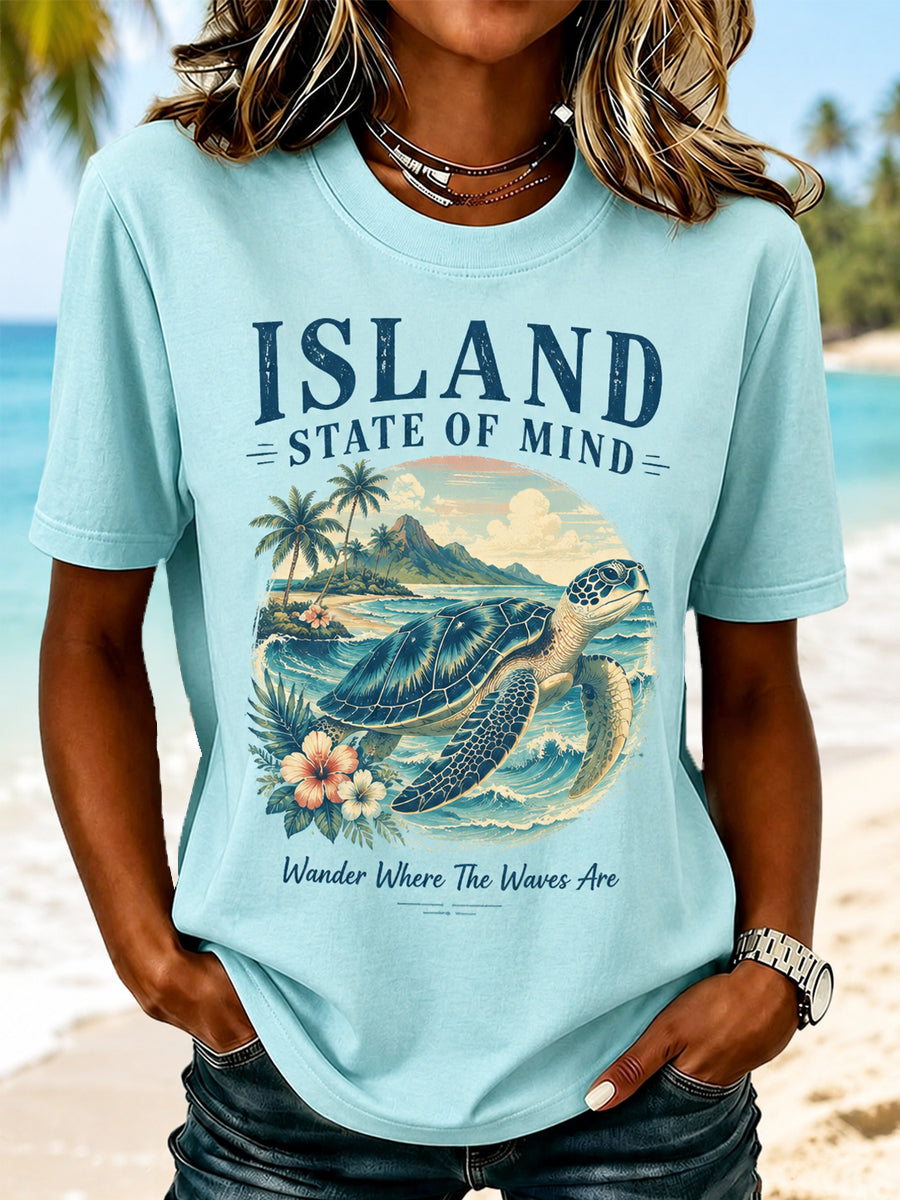 Casual T-shirt voor dames met zeeschildpadprint